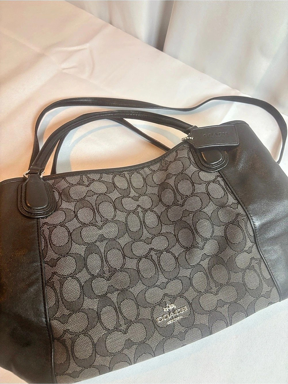 Coach Logo Print Tote in Black & Brown